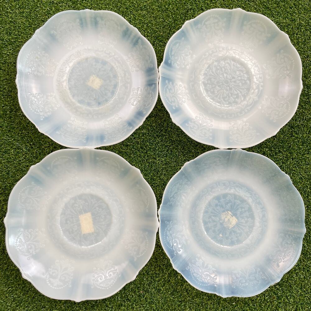 Vintage Lot 4 MacBeth-Evans American Sweetheart Opalescent Glass Saucers